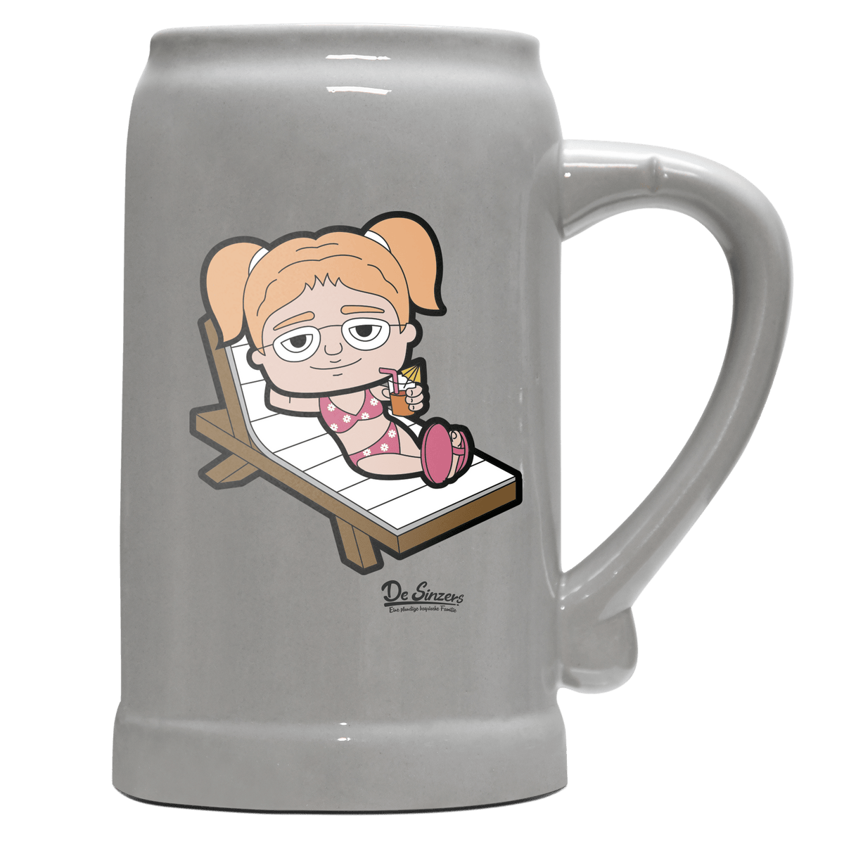 Die Jung Sinzerin Summer Edition Bierkrug 1000ml Grau Zugspitze Front