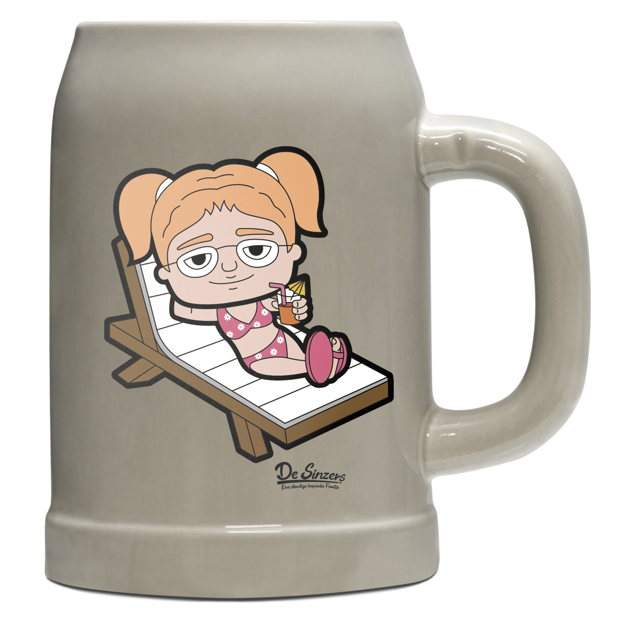 Die Jung Sinzerin Summer Edition Bierkrug 500ml Grau Watzmann Front