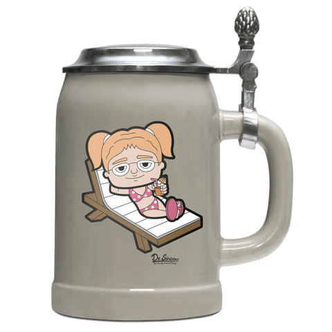 Die Jung Sinzerin Summer Edition Bierkrug 500ml Grau mit Deckel Hocheck Front