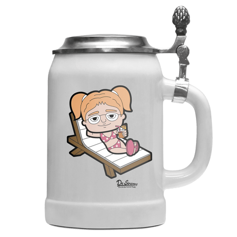 Die Jung Sinzerin Summer Edition Bierkrug 500ml Weiss mit Deckel Wetterspitzen Front