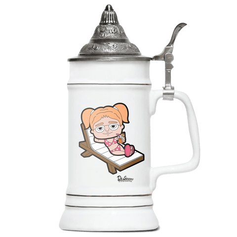 Die Jung Sinzerin Summer Edition Bierkrug 500ml Weiss mit Spitzdeckel Wendelstein Front