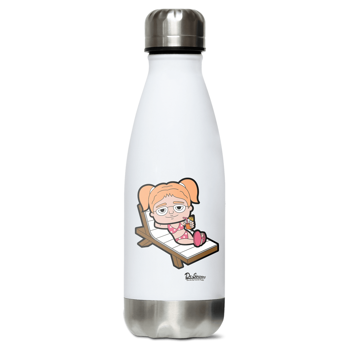 Die Jung Sinzerin Summer Edition Edelstahl Thermoflasche 350ml Weiss Silber Kreuzspitze Front