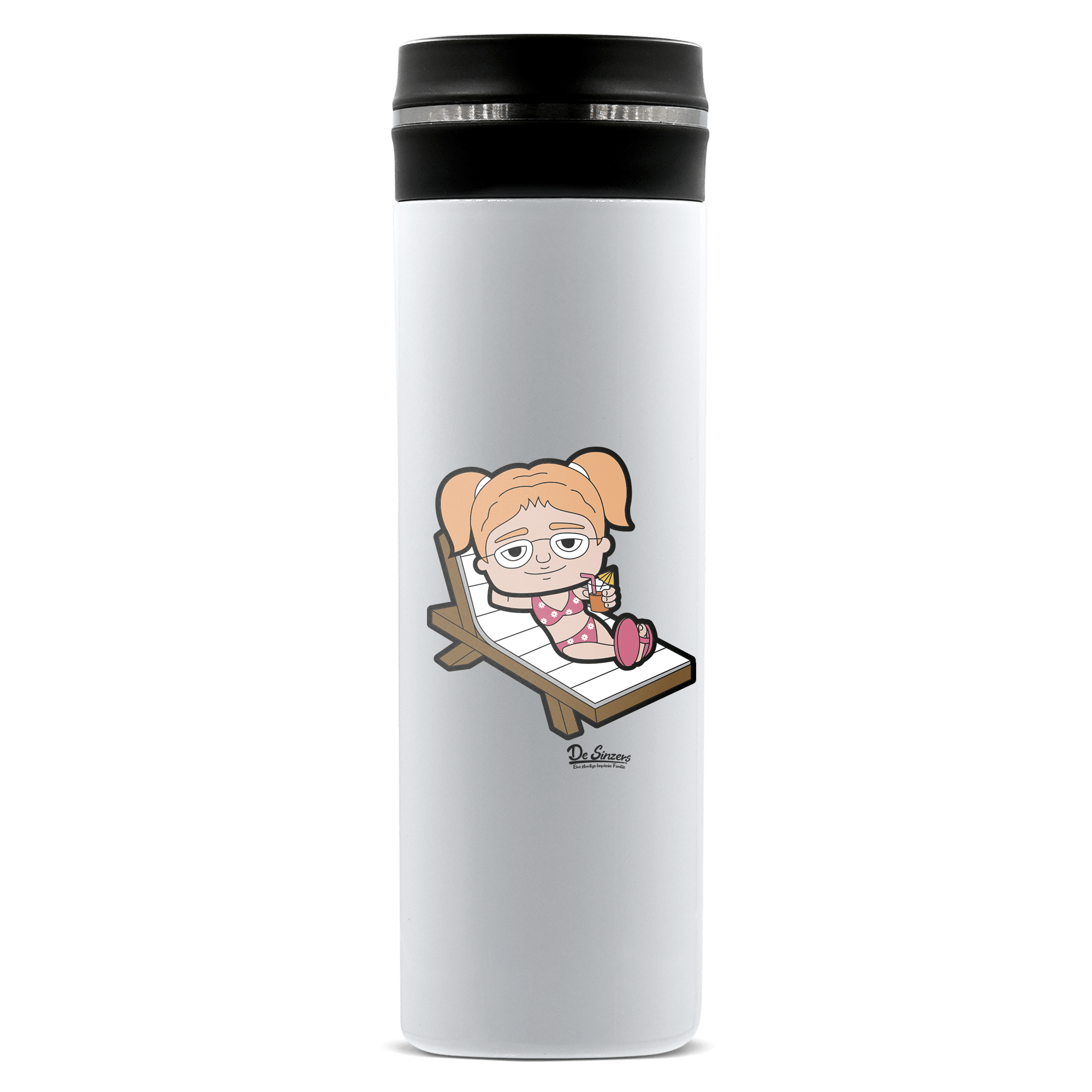 Die Jung Sinzerin Summer Edition Edelstahl Thermoflasche 450ml Weiss Geigelstein Front
