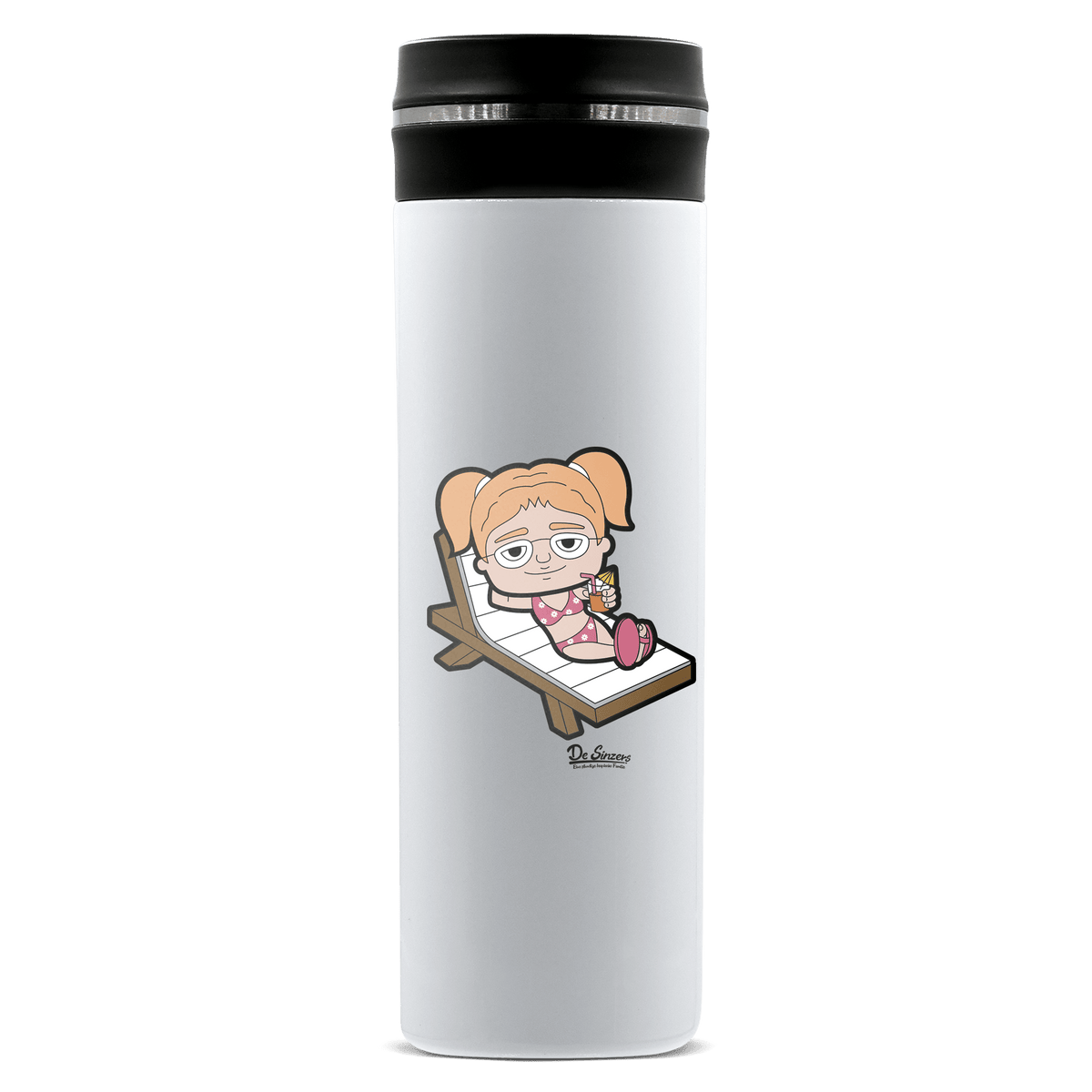 Die Jung Sinzerin Summer Edition Edelstahl Thermoflasche 450ml Weiss Geigelstein Front