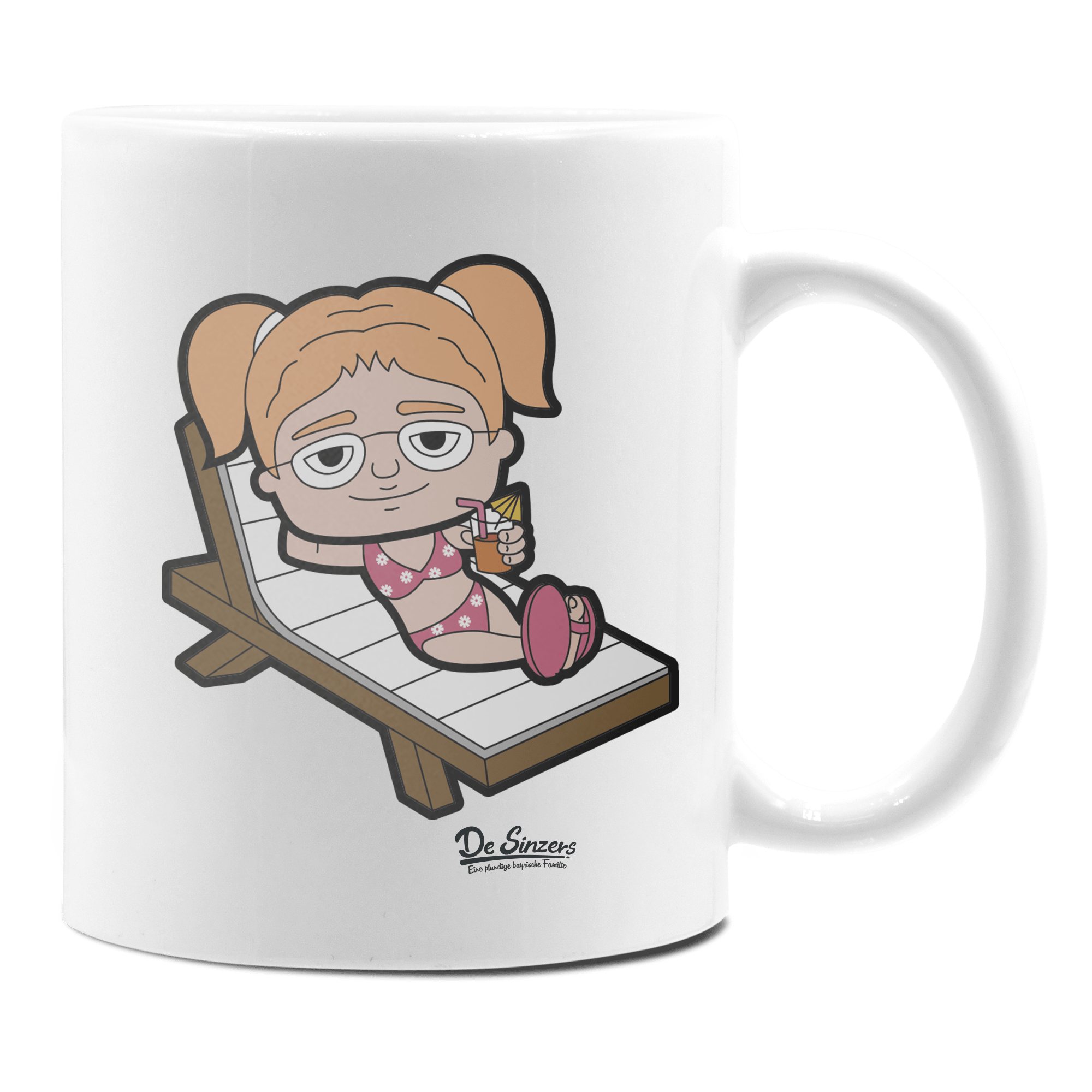 Die Jung Sinzerin Summer Edition Keramik Kaffeetasse 330ml Weiss Rampoldplatte Front