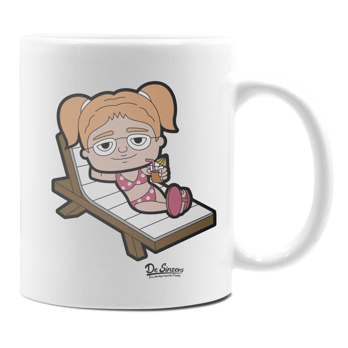 Die Jung Sinzerin Summer Edition Keramik Kaffeetasse 330ml Weiss Rampoldplatte Front