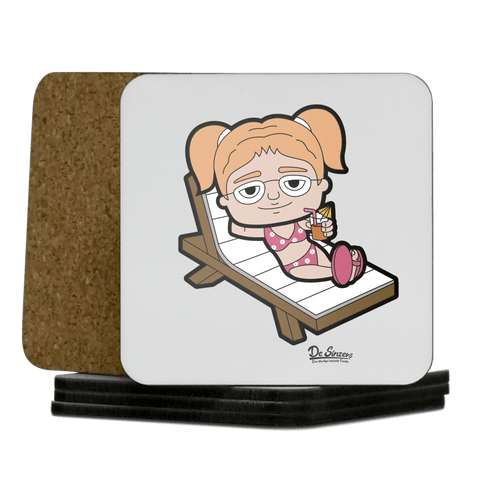 Die Jung Sinzerin Summer Edition Korkuntersetzer 5er Set 95 x 95 mm Weiss Karkopf Front