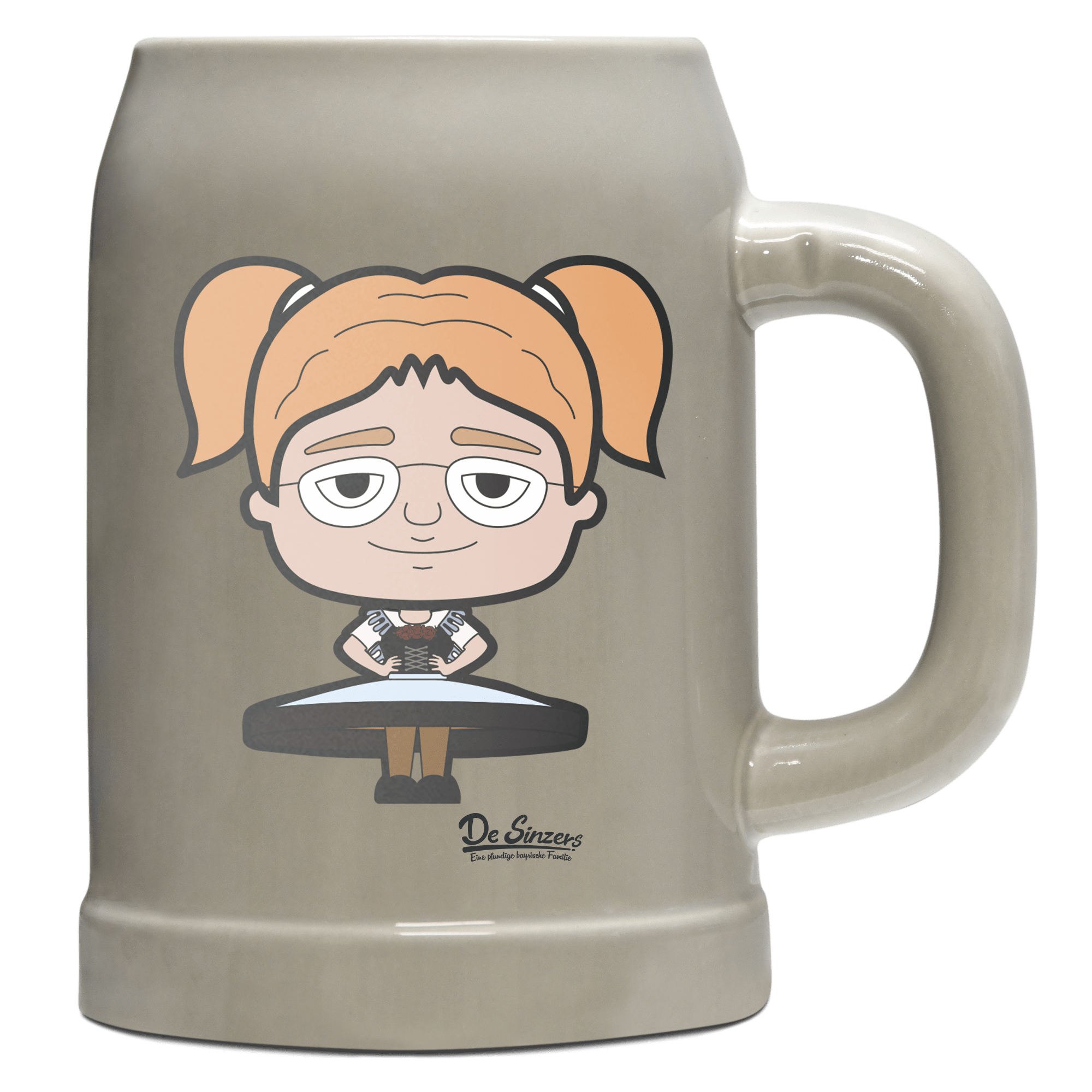 Die Jung Sinzerin Trachtenverein Bierkrug 500ml Grau Watzmann Front