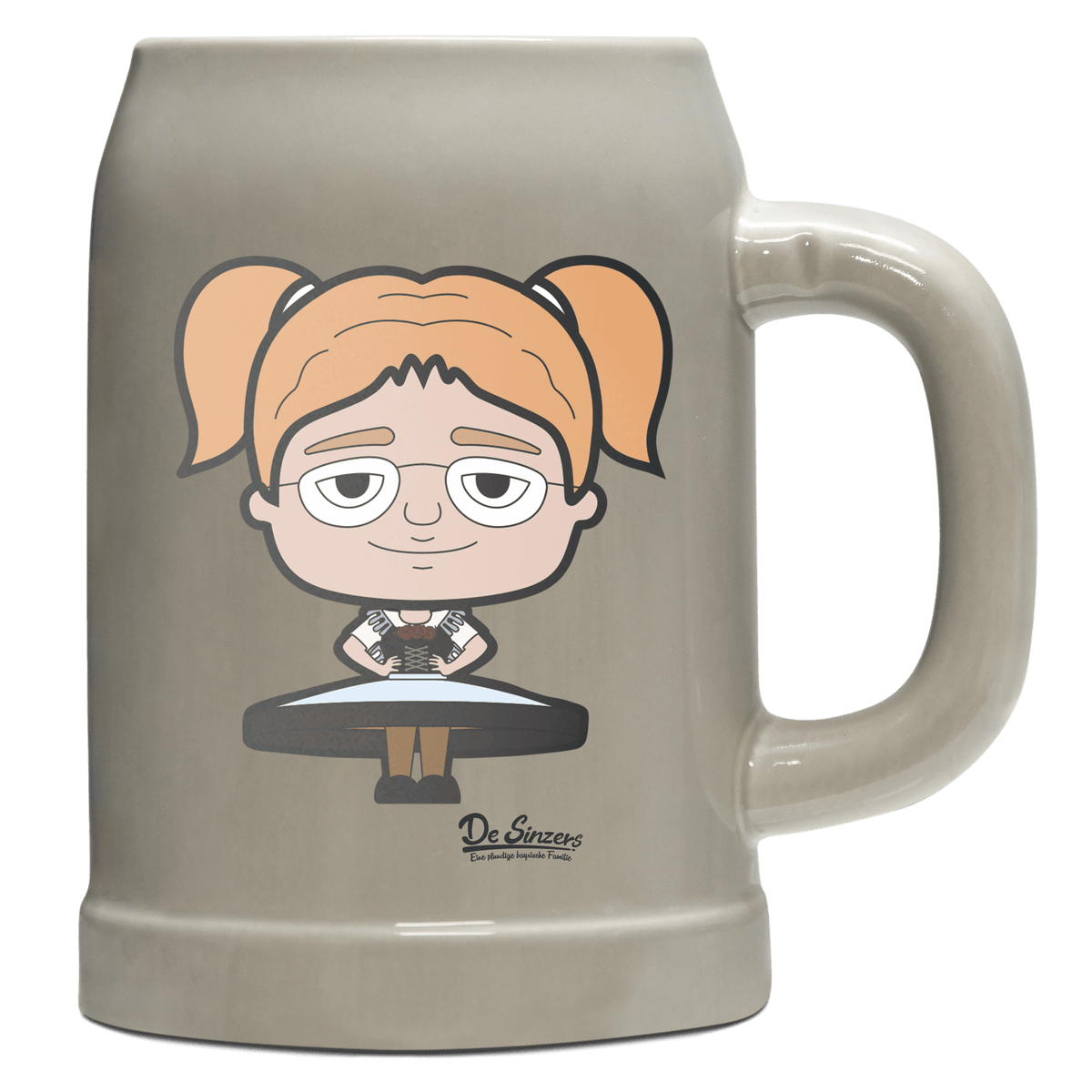 Die Jung Sinzerin Trachtenverein Bierkrug 500ml Grau Watzmann Front