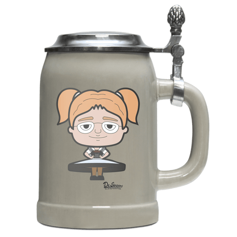 Die Jung Sinzerin Trachtenverein Bierkrug 500ml Grau mit Deckel Hocheck Front