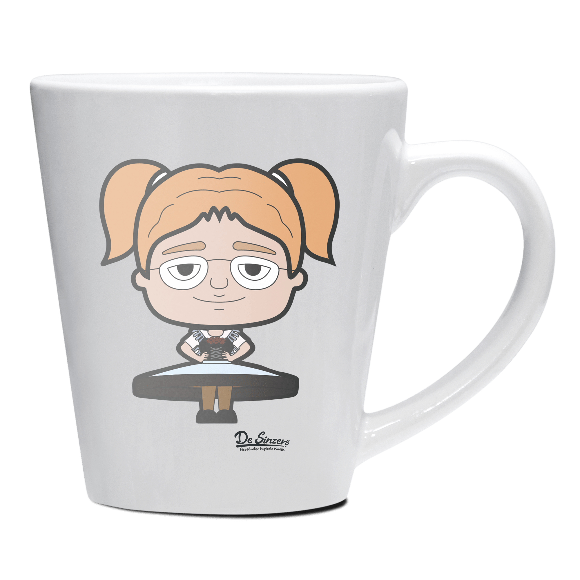 Die Jung Sinzerin Trachtenverein Keramik Kaffeetasse 200ml Weiss Herzogstand Front