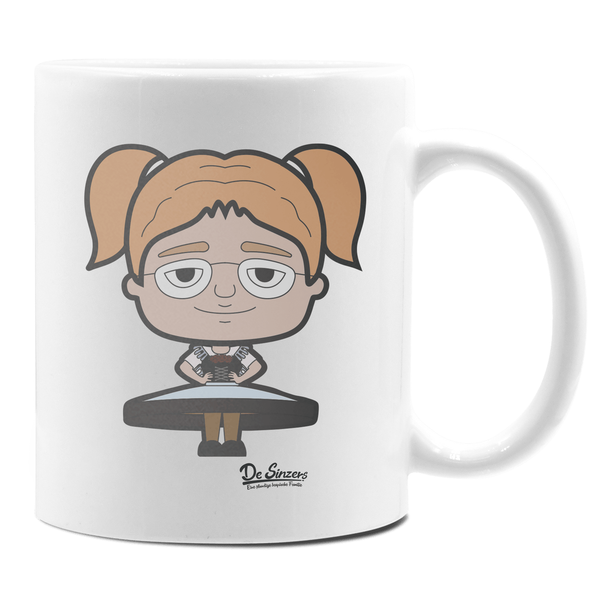 Die Jung Sinzerin Trachtenverein Keramik Kaffeetasse 330ml Weiss Rampoldplatte Front