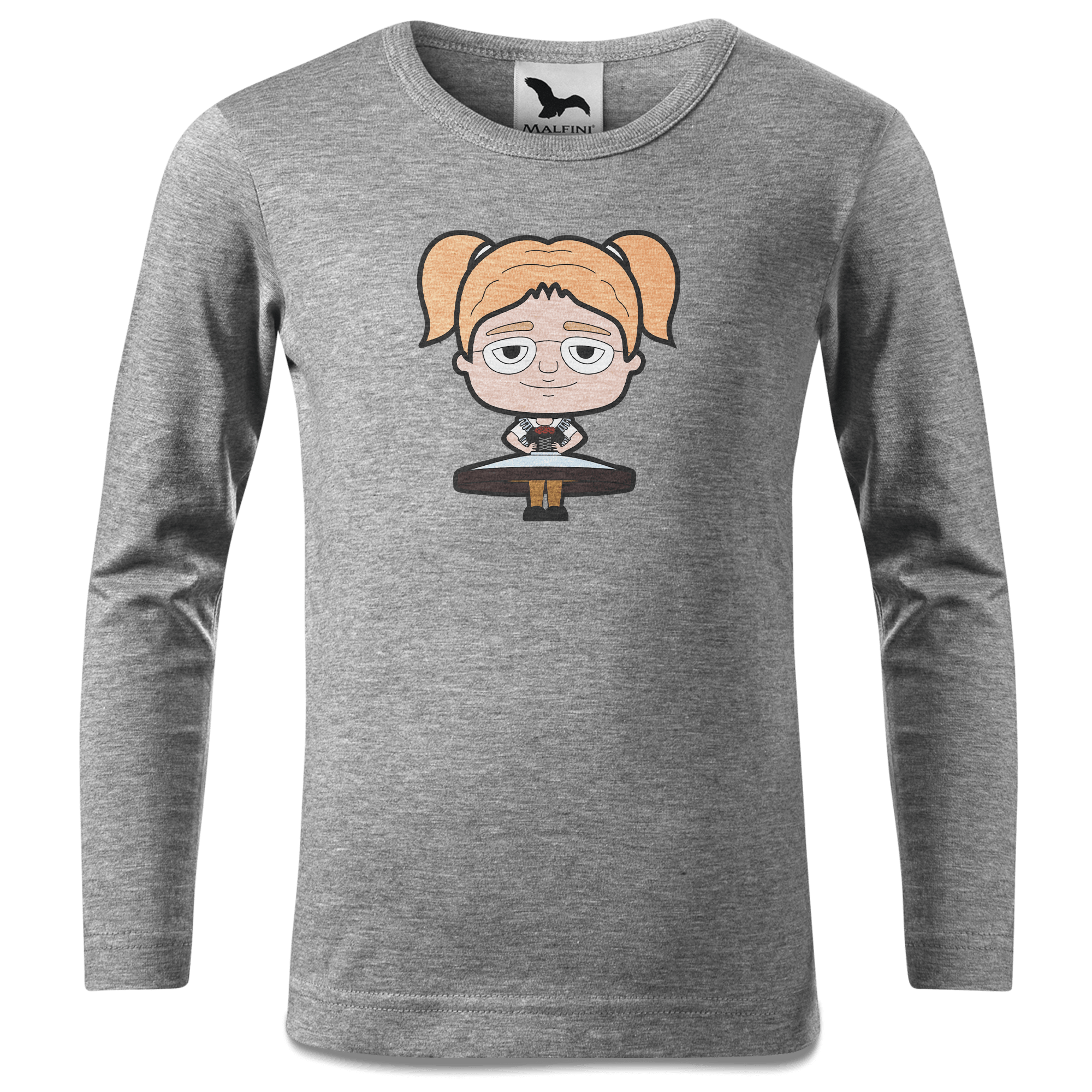 Die Jung Sinzerin Trachtenverein Longsleeve Kinder Grau Meliert Waldering Front