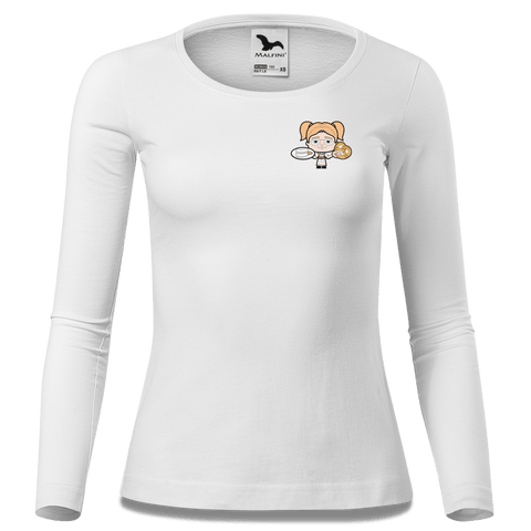 Die Jung Sinzerin Weisswurscht und Brezn Longsleeve Fitted Damen Weiss Kronstauden Front