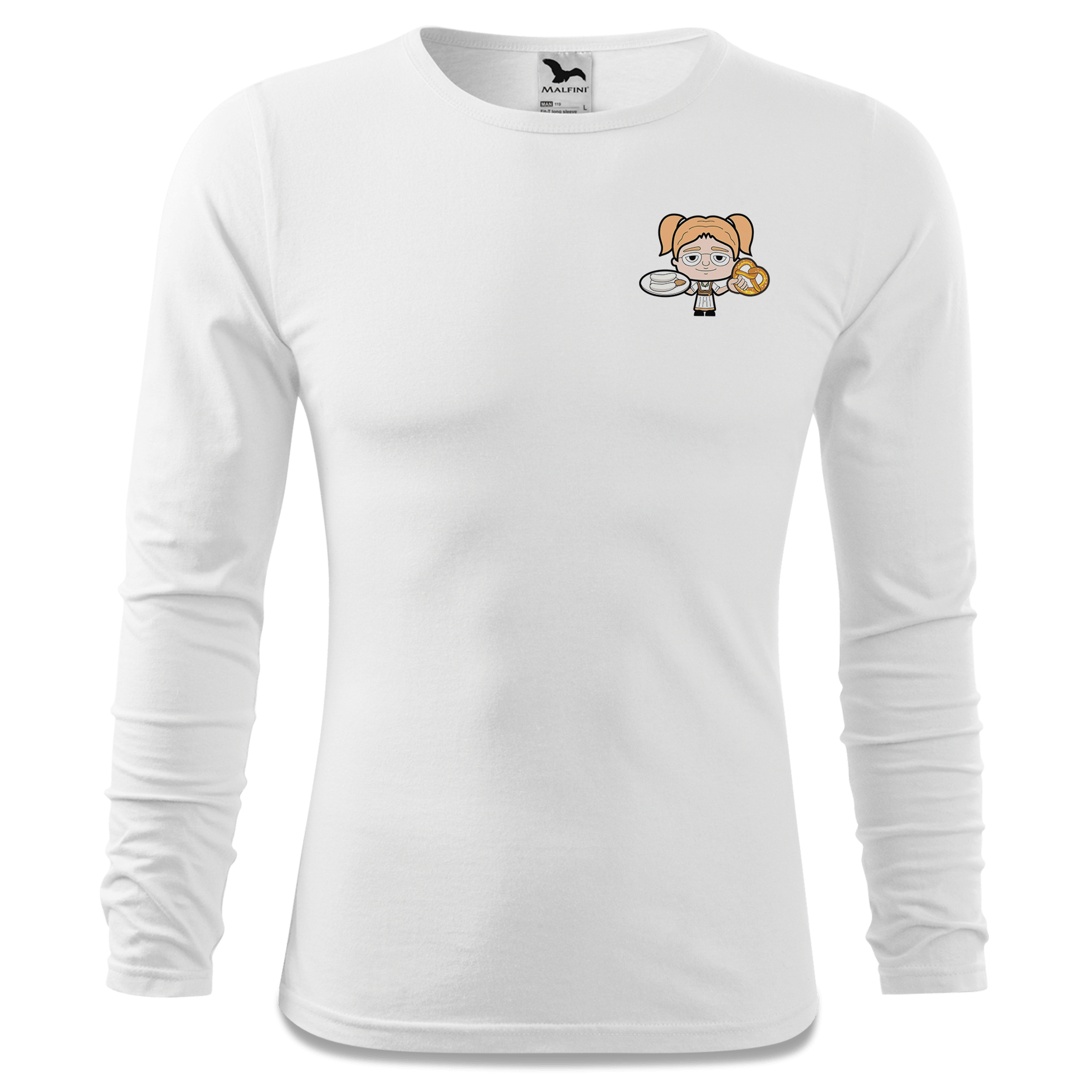 Die Jung Sinzerin Weisswurscht und Brezn Longsleeve Fitted Herren Weiss Kohlhaufmuehle Front
