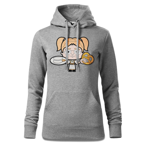 Die Jung Sinzerin Weisswurscht und Brezn Sweatshirt Hoody Damen Grau Meliert Kieling Front