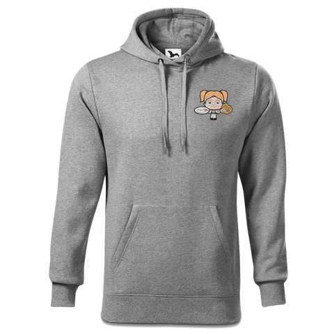 Die Jung Sinzerin Weisswurscht und Brezn Sweatshirt Hoody Herren Grau Meliert Puster Front