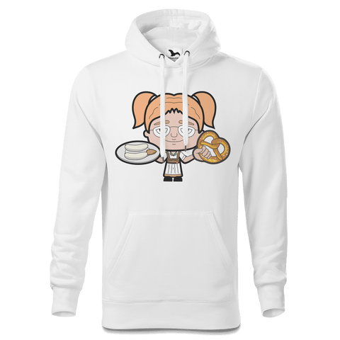 Die Jung Sinzerin Weisswurscht und Brezn Sweatshirt Hoody Herren Weiss Reikering Front