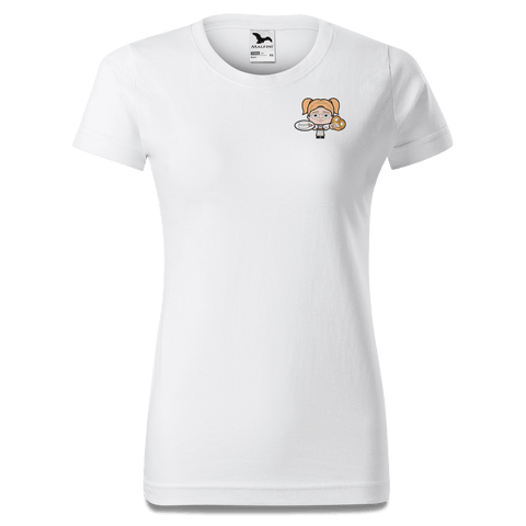 Die Jung Sinzerin Weisswurscht und Brezn T Shirt Damen Weiss Kragling Front