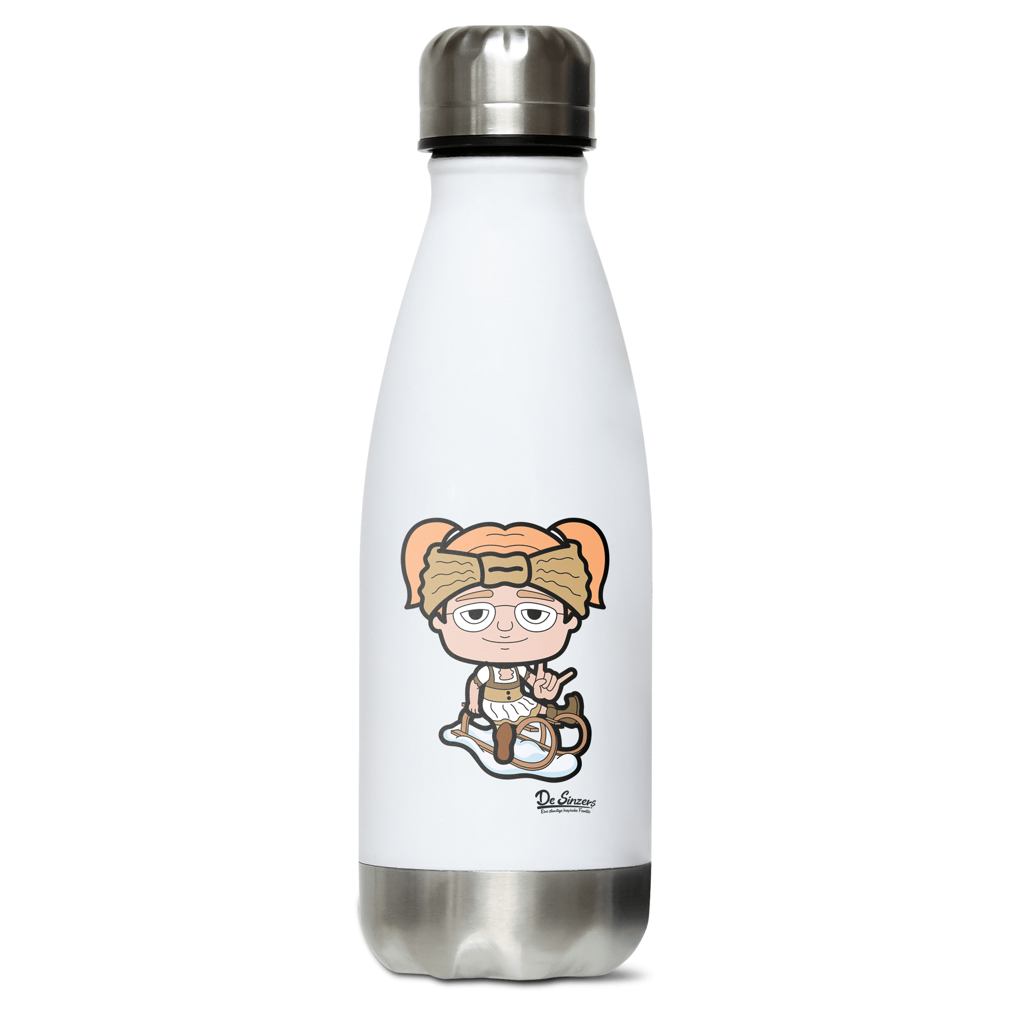 Die Jung Sinzerin Winter Edition Edelstahl Thermoflasche 350ml Weiss Silber Kreuzspitze Front