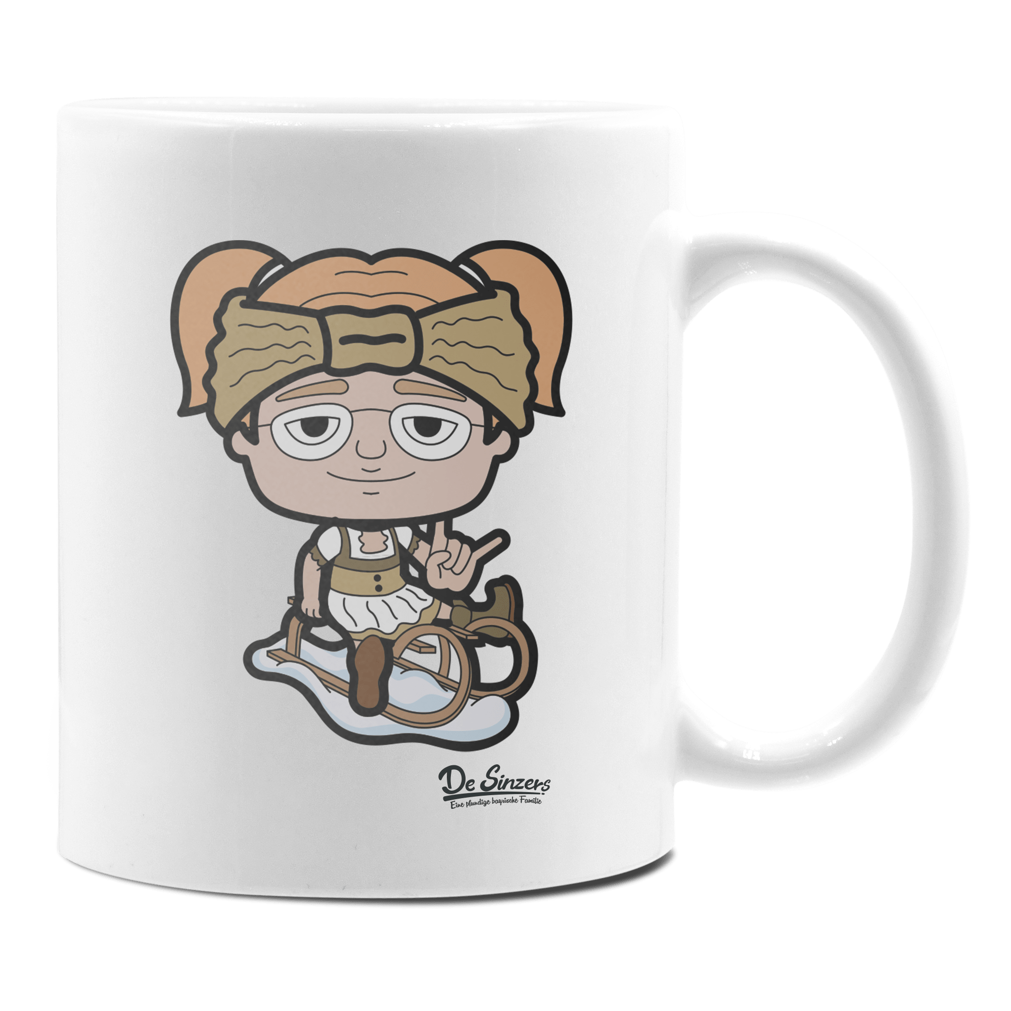 Die Jung Sinzerin Winter Edition Keramik Kaffeetasse 330ml Weiss Rampoldplatte Front