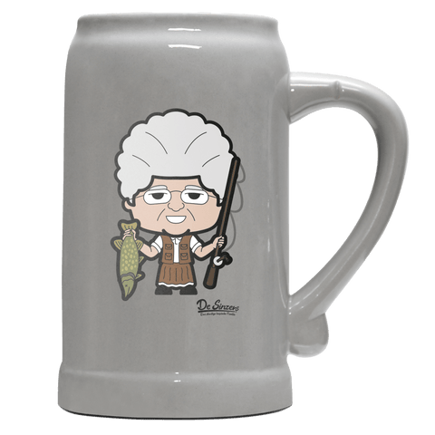 Die Oid Sinzerin Angler Bierkrug 1000ml Grau Zugspitze Front
