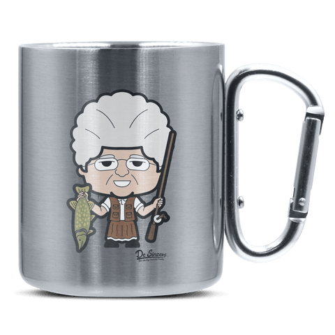 Die Oid Sinzerin Angler Edelstahl Kaffeetasse silberer Karabiner 320ml Grosser Traithen Front