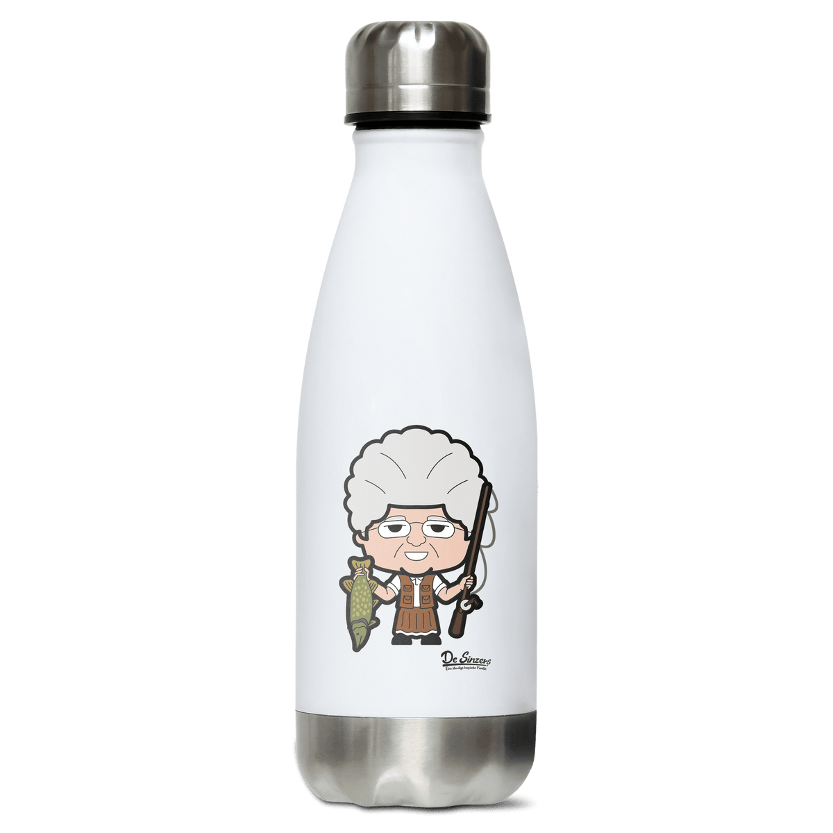Die Oid Sinzerin Angler Edelstahl Thermoflasche 350ml Weiss Silber Kreuzspitze Front