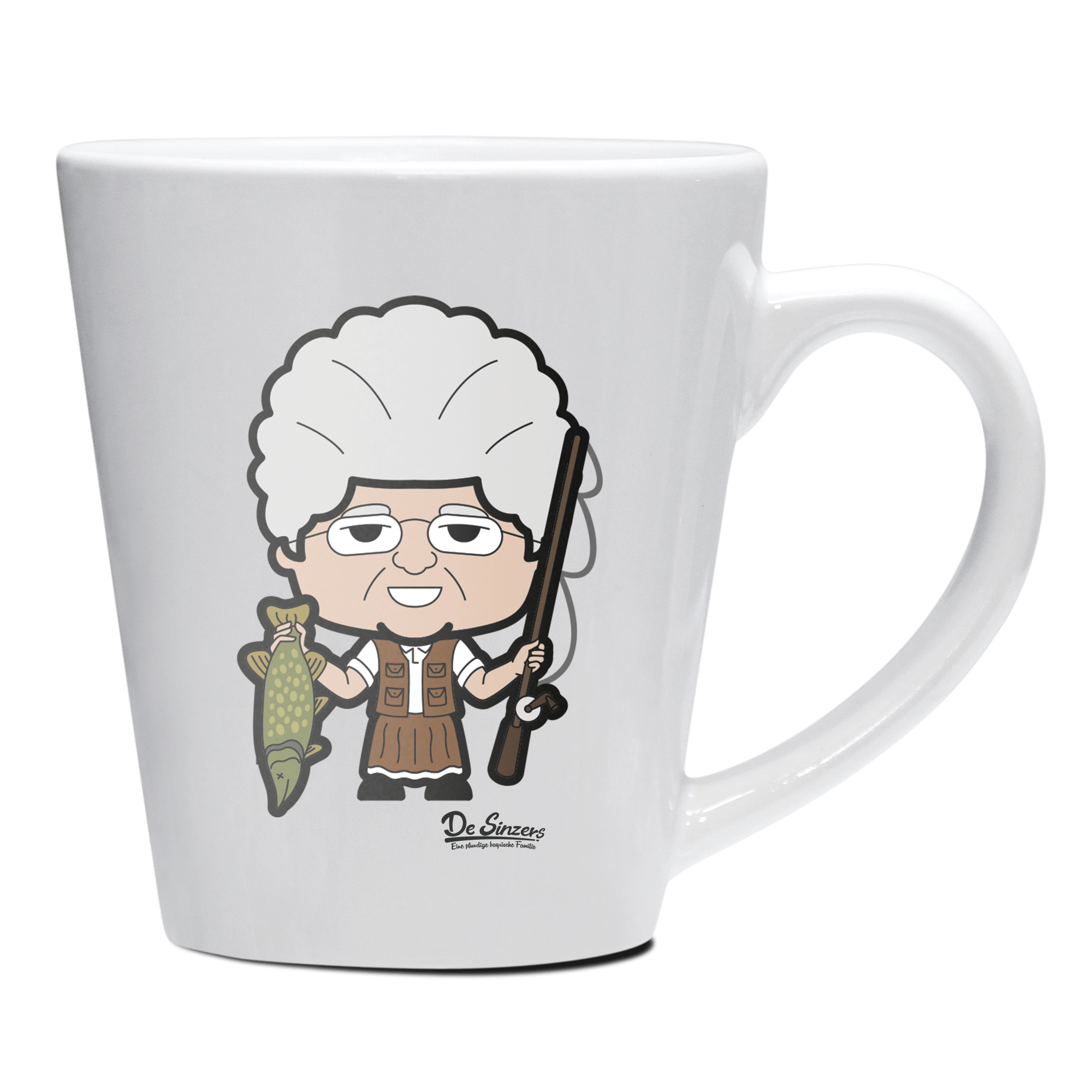 Die Oid Sinzerin Angler Keramik Kaffeetasse 200ml Weiss Herzogstand Front