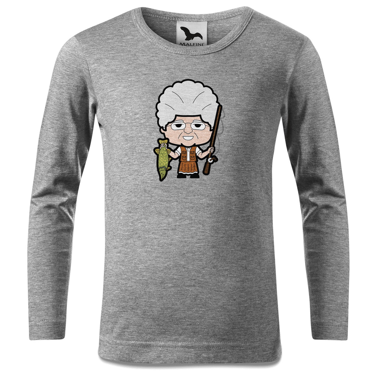 Die Oid Sinzerin Angler Longsleeve Kinder Grau Meliert Waldering Front