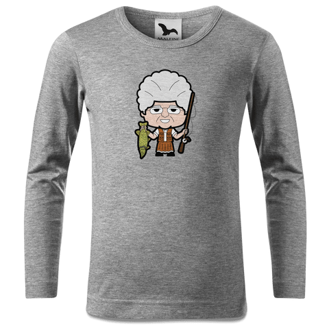 Die Oid Sinzerin Angler Longsleeve Kinder Grau Meliert Waldering Front