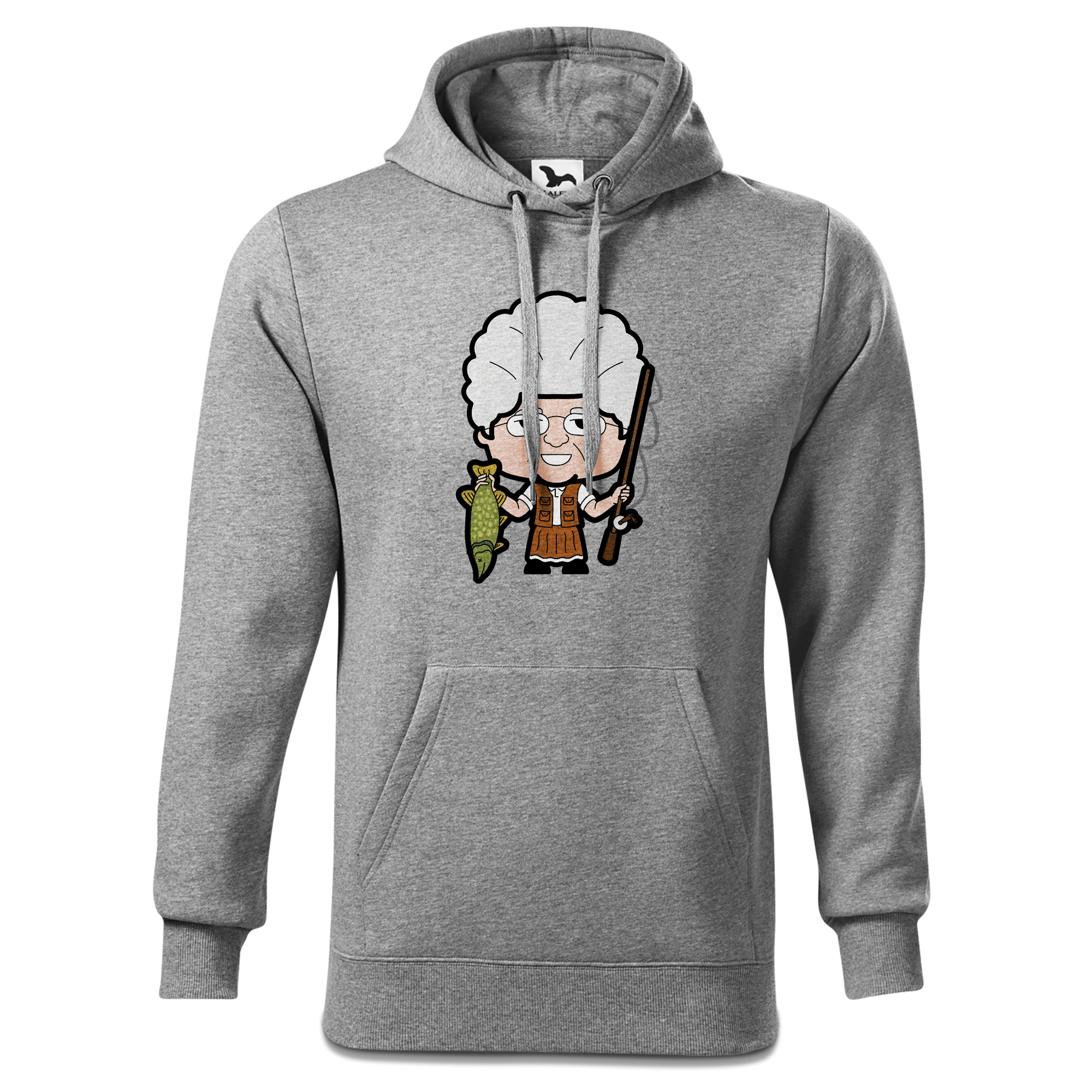 Die Oid Sinzerin Angler Sweatshirt Hoody Herren Grau Meliert Pulvermuehle Front