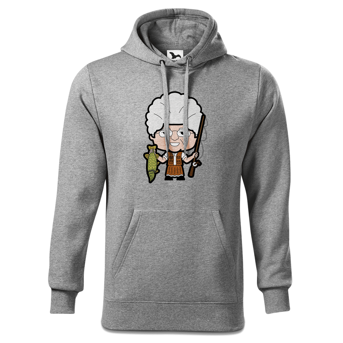 Die Oid Sinzerin Angler Sweatshirt Hoody Herren Grau Meliert Pulvermuehle Front