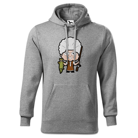 Die Oid Sinzerin Angler Sweatshirt Hoody Herren Grau Meliert Pulvermuehle Front