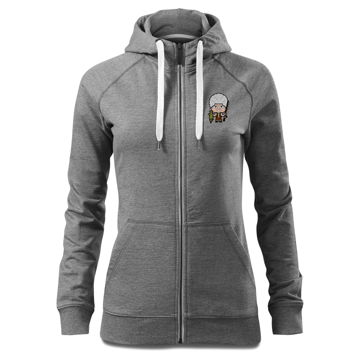Die Oid Sinzerin Angler Sweatshirt Zip Hoody Damen Grau Meliert Kreut Front