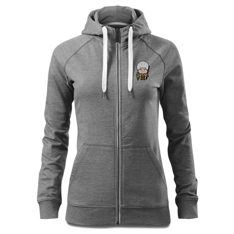 Die Oid Sinzerin Angler Sweatshirt Zip Hoody Damen Grau Meliert Kreut Front