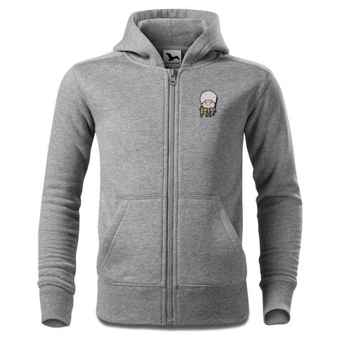 Die Oid Sinzerin Angler Sweatshirt Zip Hoody Kinder Grau Meliert Sonnenholz Front