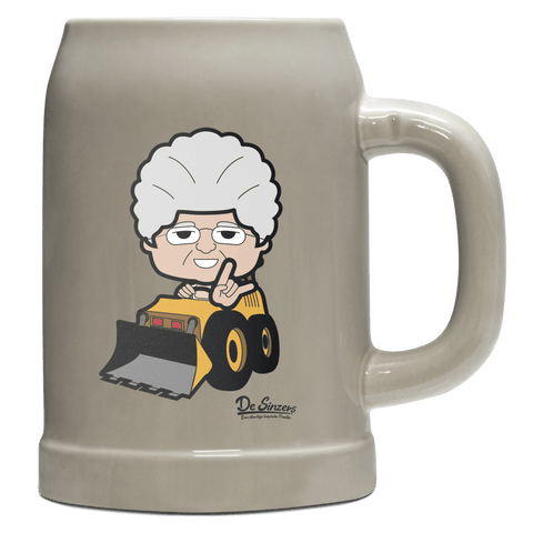 Die Oid Sinzerin Baggerfahrer Bierkrug 500ml Grau Watzmann Front
