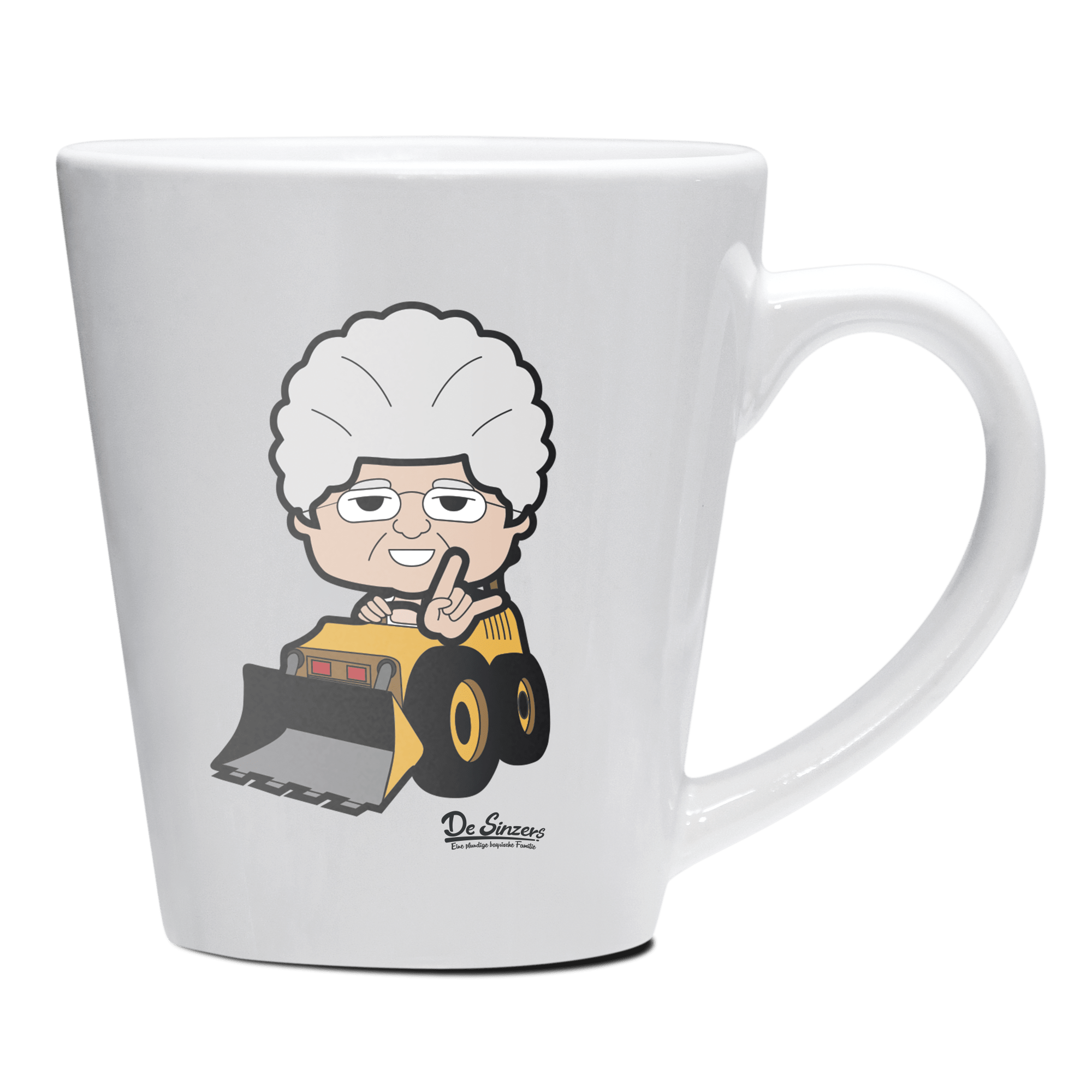 Die Oid Sinzerin Baggerfahrer Keramik Kaffeetasse 200ml Weiss Herzogstand Front
