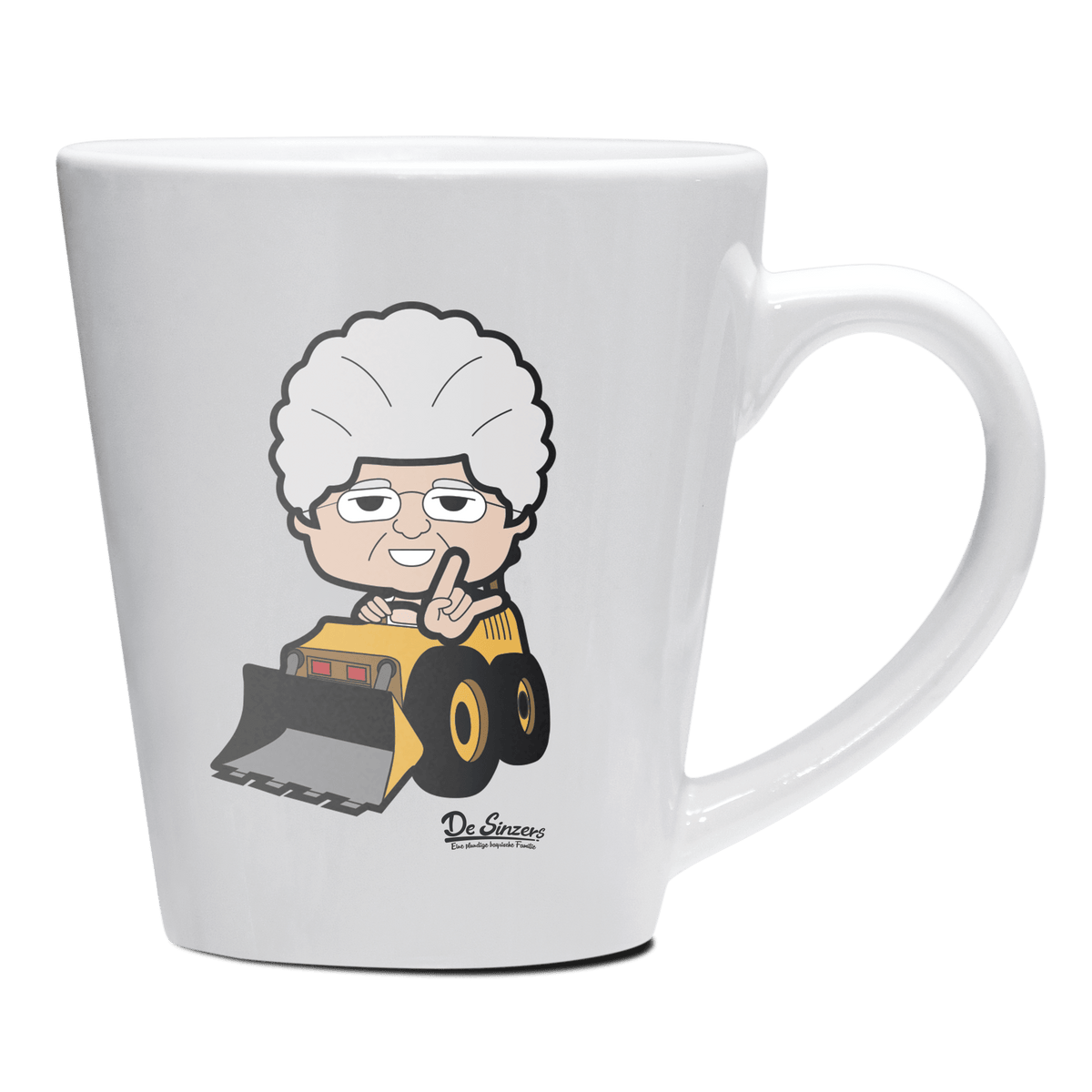 Die Oid Sinzerin Baggerfahrer Keramik Kaffeetasse 200ml Weiss Herzogstand Front