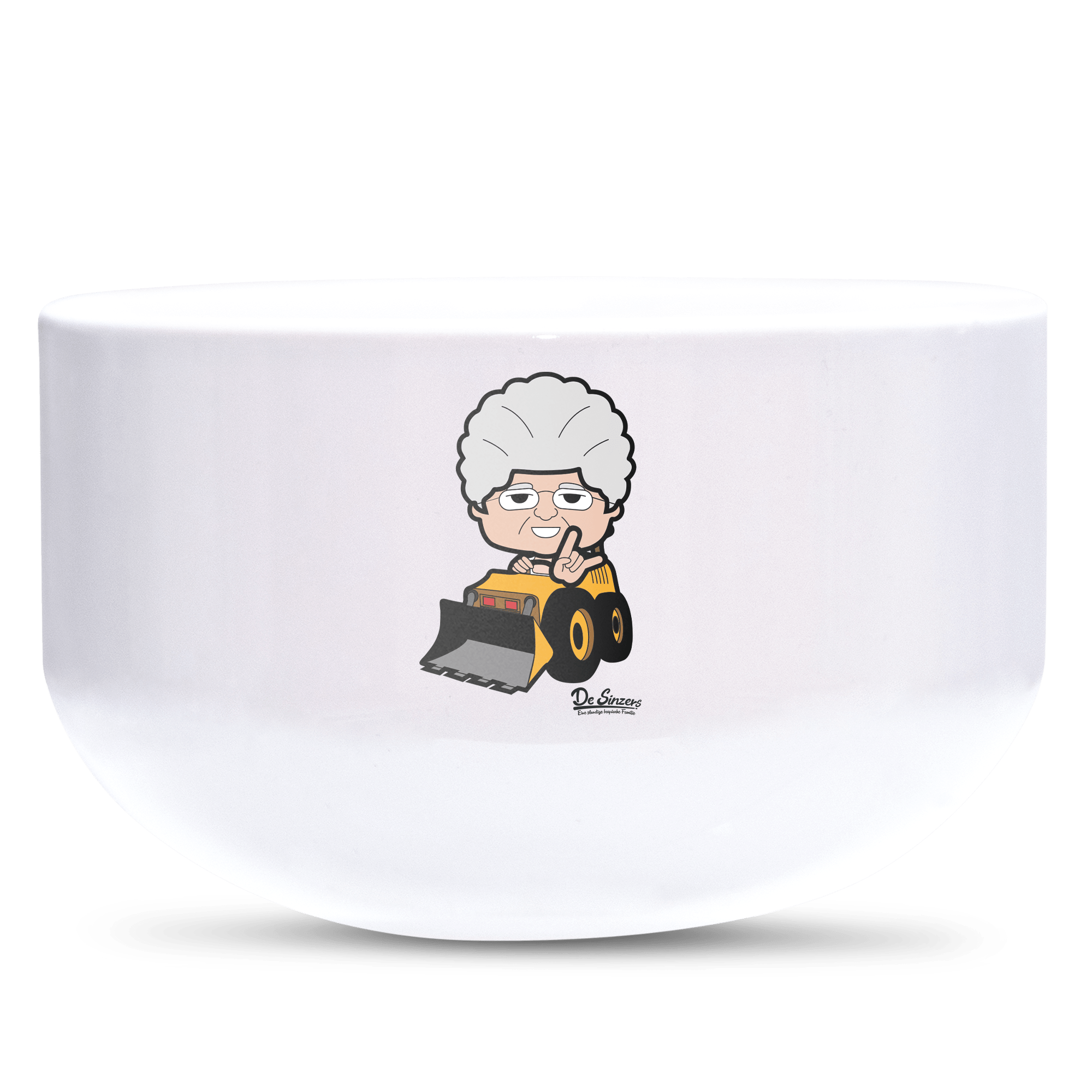 Die Oid Sinzerin Baggerfahrer Keramik Mueslischale Weiss 600ml Staffelberg Front