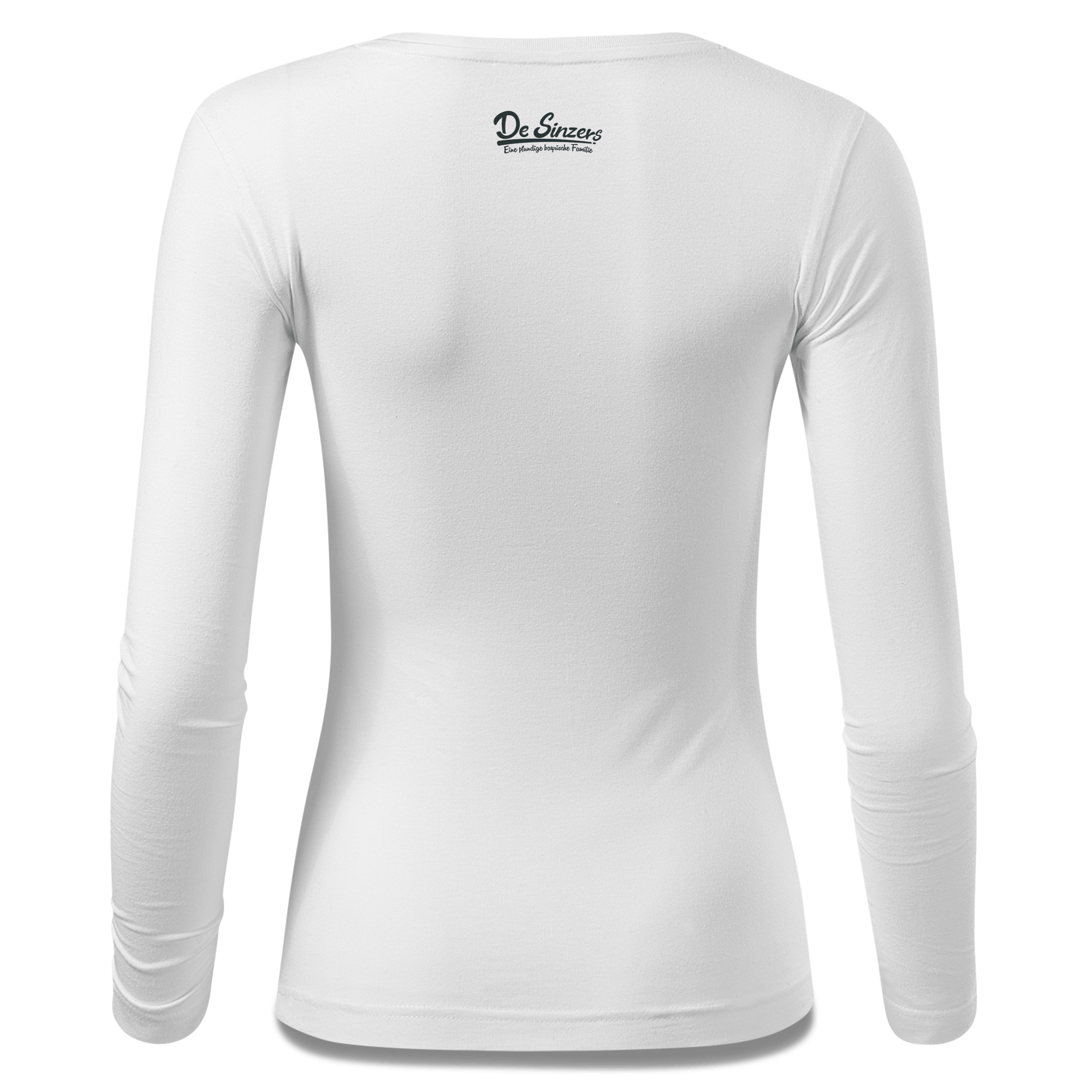 Die Oid Sinzerin Baggerfahrer Longsleeve Fitted Damen Weiss Neumuehle Back