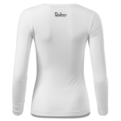 Die Oid Sinzerin Baggerfahrer Longsleeve Fitted Damen Weiss Neumuehle Back