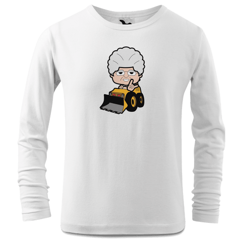 Die Oid Sinzerin Baggerfahrer Longsleeve Kinder Weiss Westerndorf Front