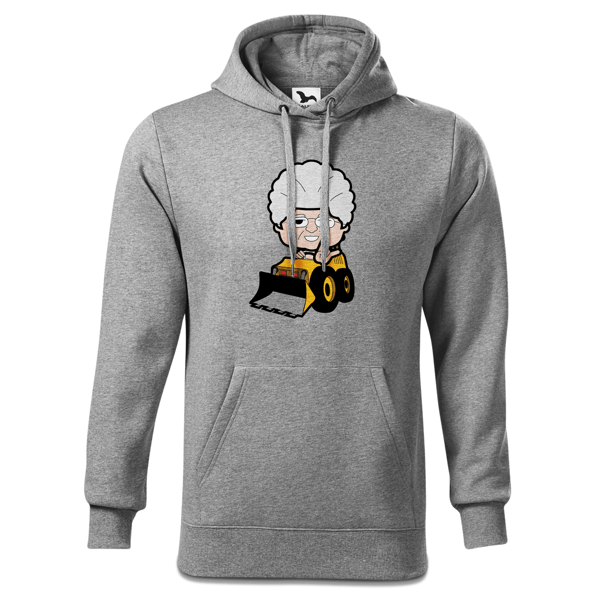 Die Oid Sinzerin Baggerfahrer Sweatshirt Hoody Herren Grau Meliert Pulvermuehle Front