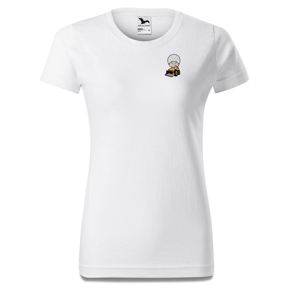 Die Oid Sinzerin Baggerfahrer T Shirt Damen Weiss Kragling Front