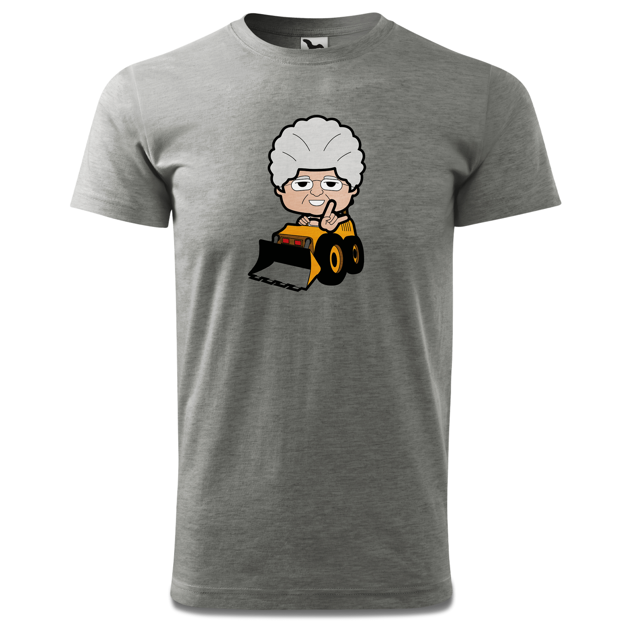 Die Oid Sinzerin Baggerfahrer T Shirt Herren Grau Meliert Hofau Front