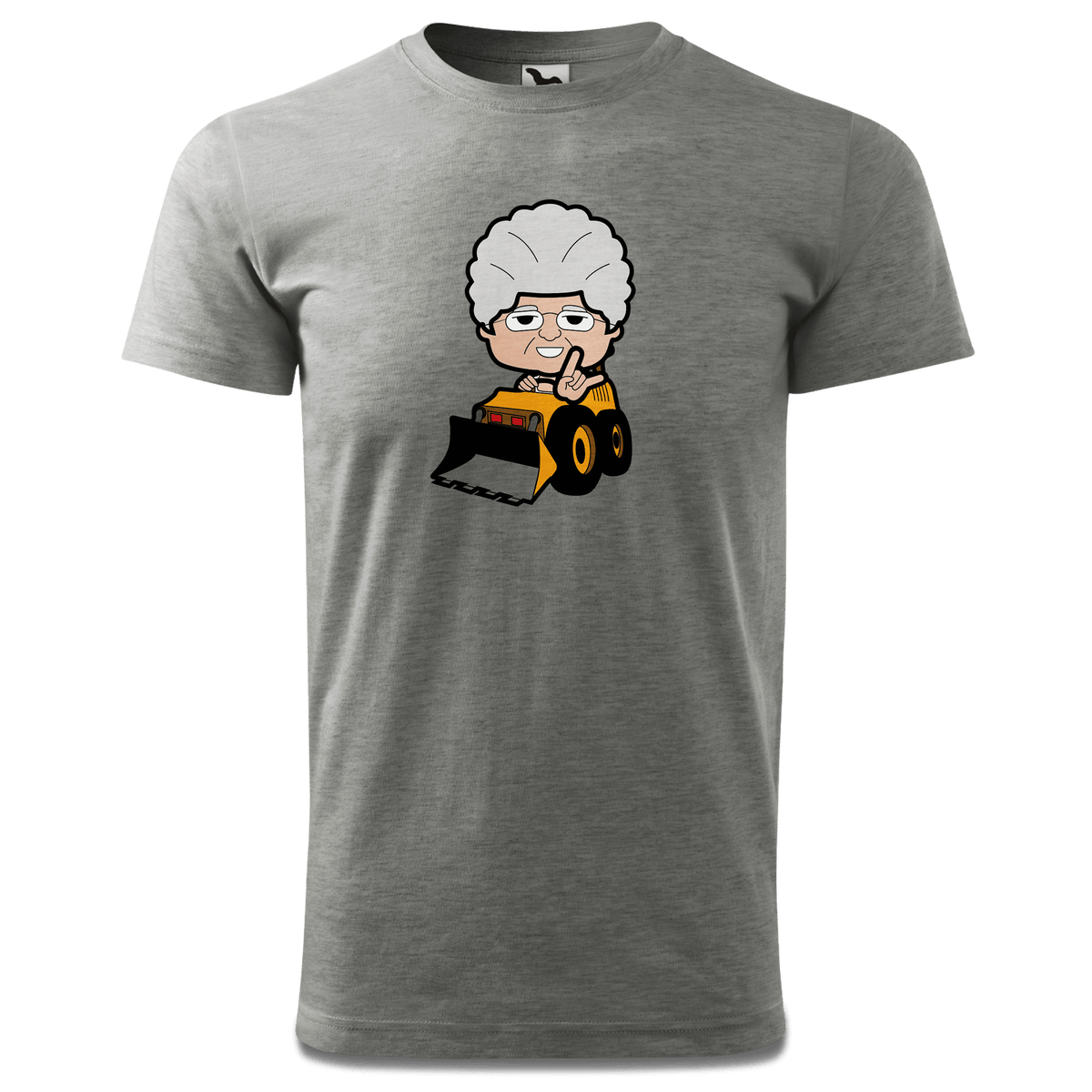 Die Oid Sinzerin Baggerfahrer T Shirt Herren Grau Meliert Hofau Front