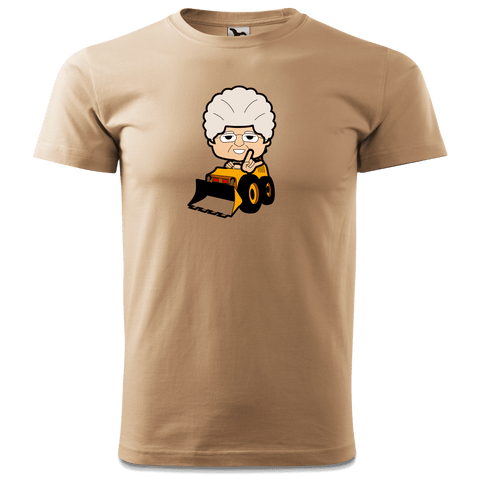Die Oid Sinzerin Baggerfahrer T Shirt Herren Sand Hofmuehle Front