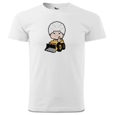 Die Oid Sinzerin Baggerfahrer T Shirt Herren Weiss Landl Front